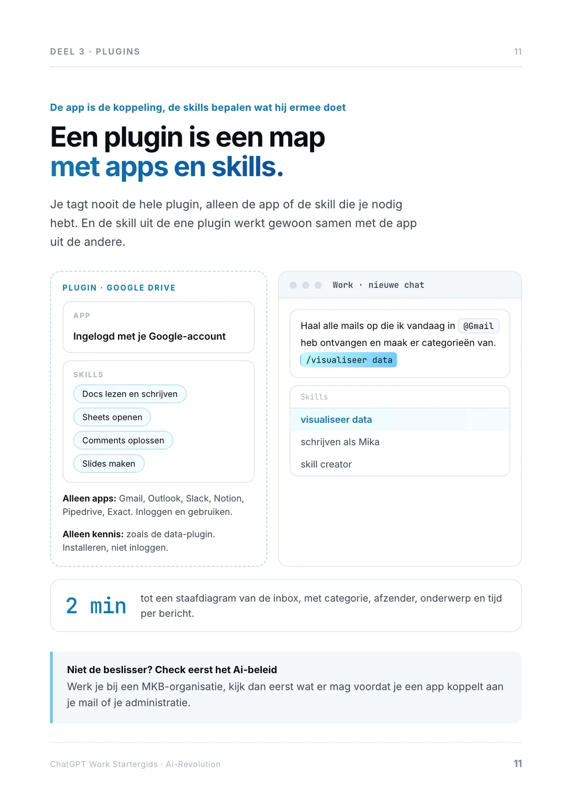 Een plugin als map met een app en skills, en een opdracht waarin je ze allebei tagt.